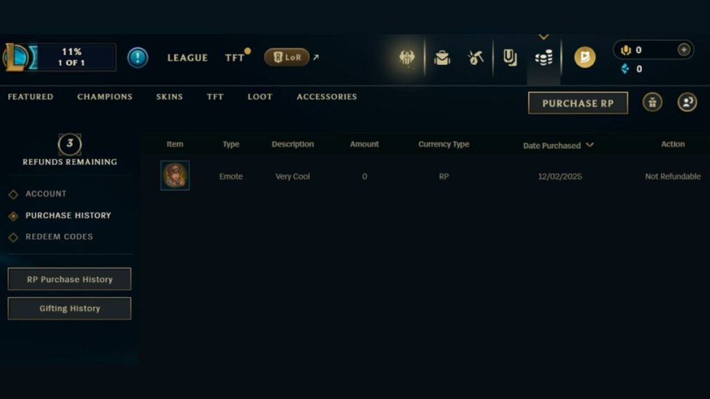 how much have i spent on league? You can check your purchase history