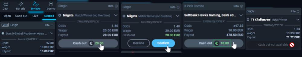 Cashout my bets examples