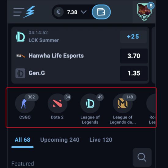 Thunderpick New Mobile Slider as part of the Player Avatar and Socials Update
