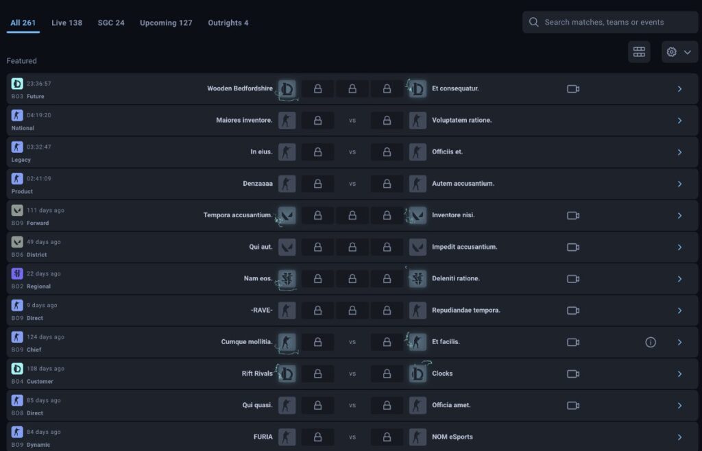 Standard View is the current alterantive to Tableview on Thunderpick Sportsbook