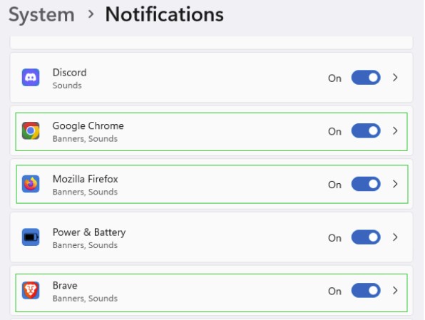 Turn on Web Push Notifications on Windows to get Windows Notifications