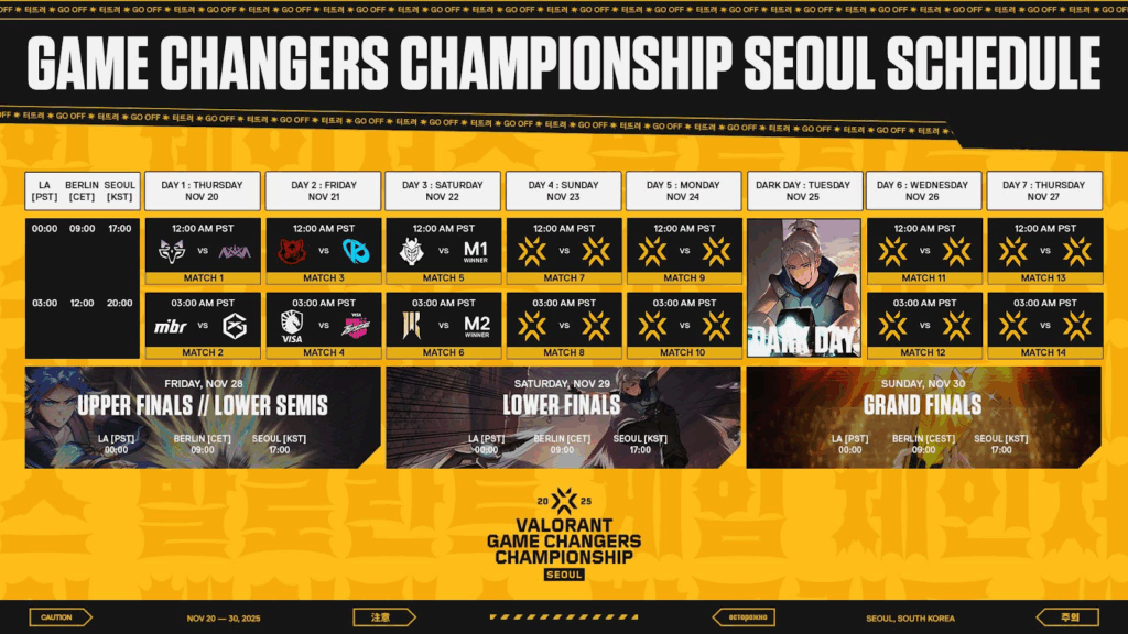 Game Changers Schedule
