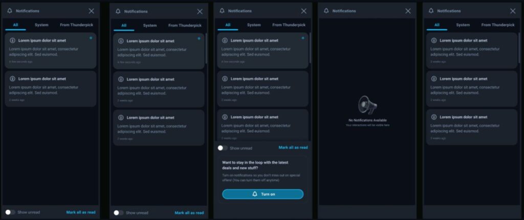 The Notification Tab has been segmented with the newest Thunderpick Update