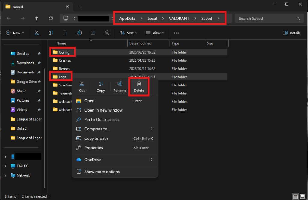 Folders to clear when VALORANT not opening