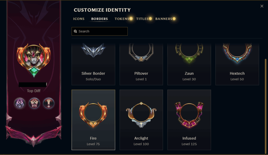 Customize your League of Legends Level Borders