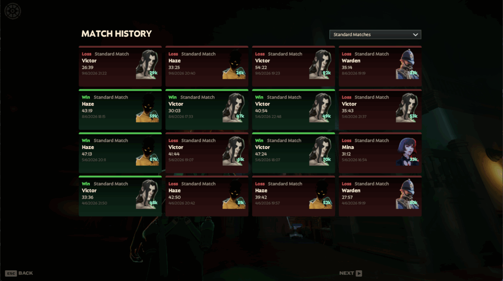 Deadlock Ranks - Match History