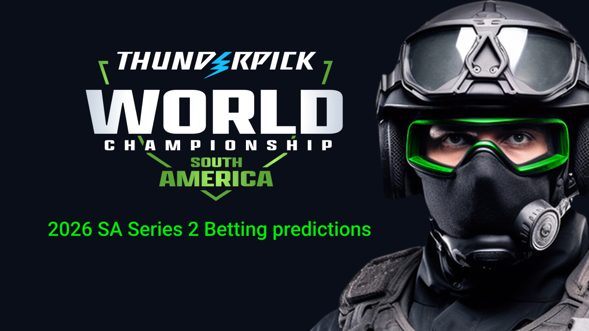 Counter Strike character next to Thunderpick World Championship South America Series 2 logo