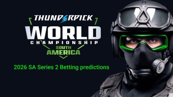 Counter Strike character next to Thunderpick World Championship South America Series 2 logo